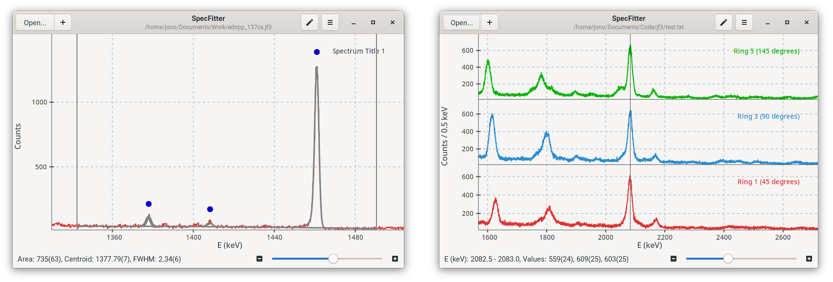 SpecFitter user interface screenshot