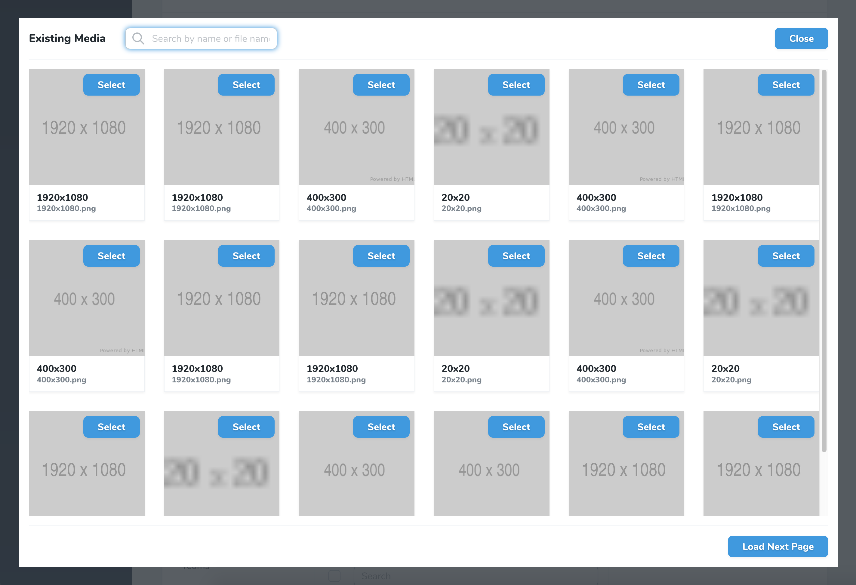 Selecting existing media