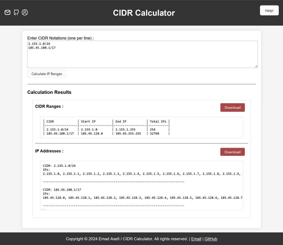 CIDR Calculator