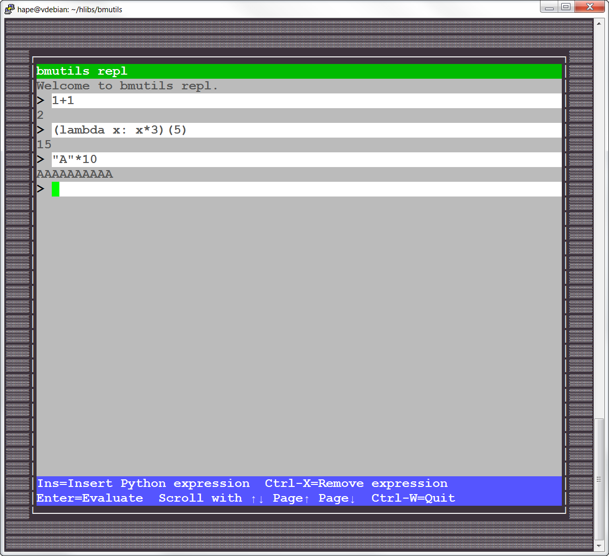 bmutils-repl screenshot