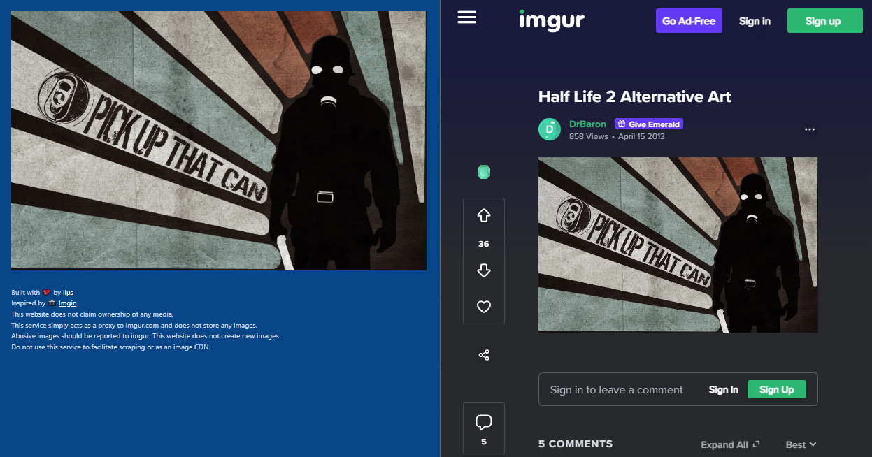 comparison screenshot between Eikon and Imgur