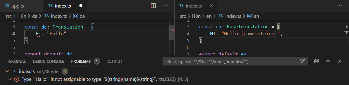 typesafe arguments in translation