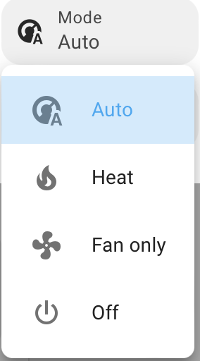 HVAC mode list