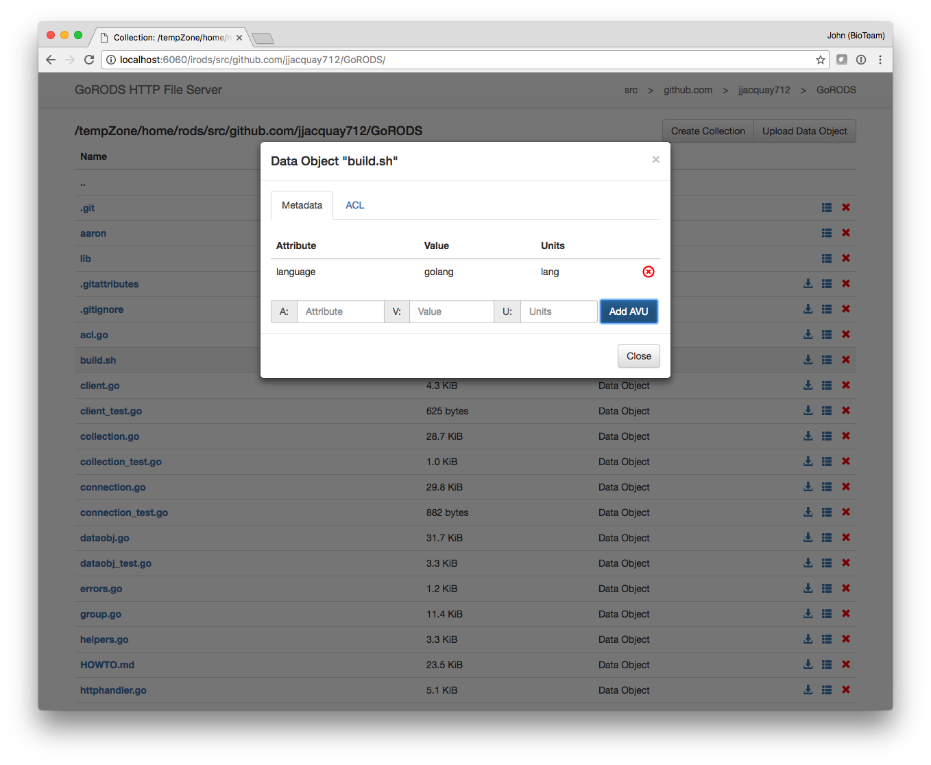 HTTP GoRODS Output