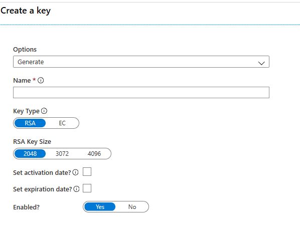 Azure Key Creation