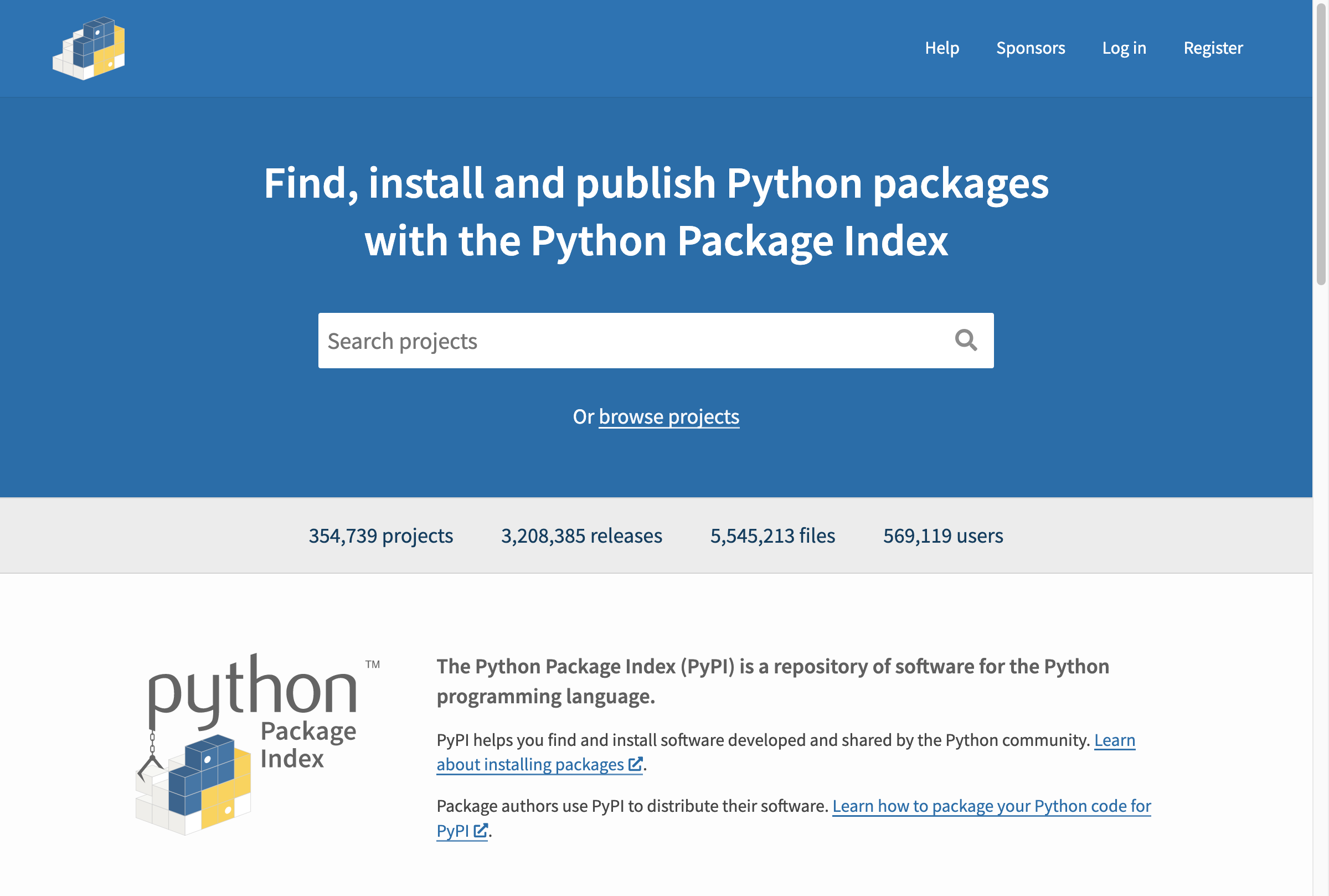 PyPI home page