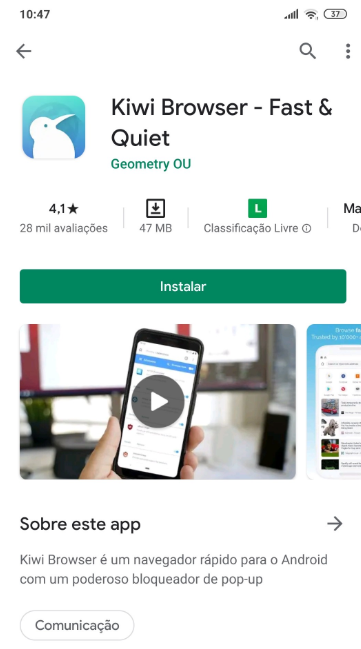 Kiwi Browser no google play store