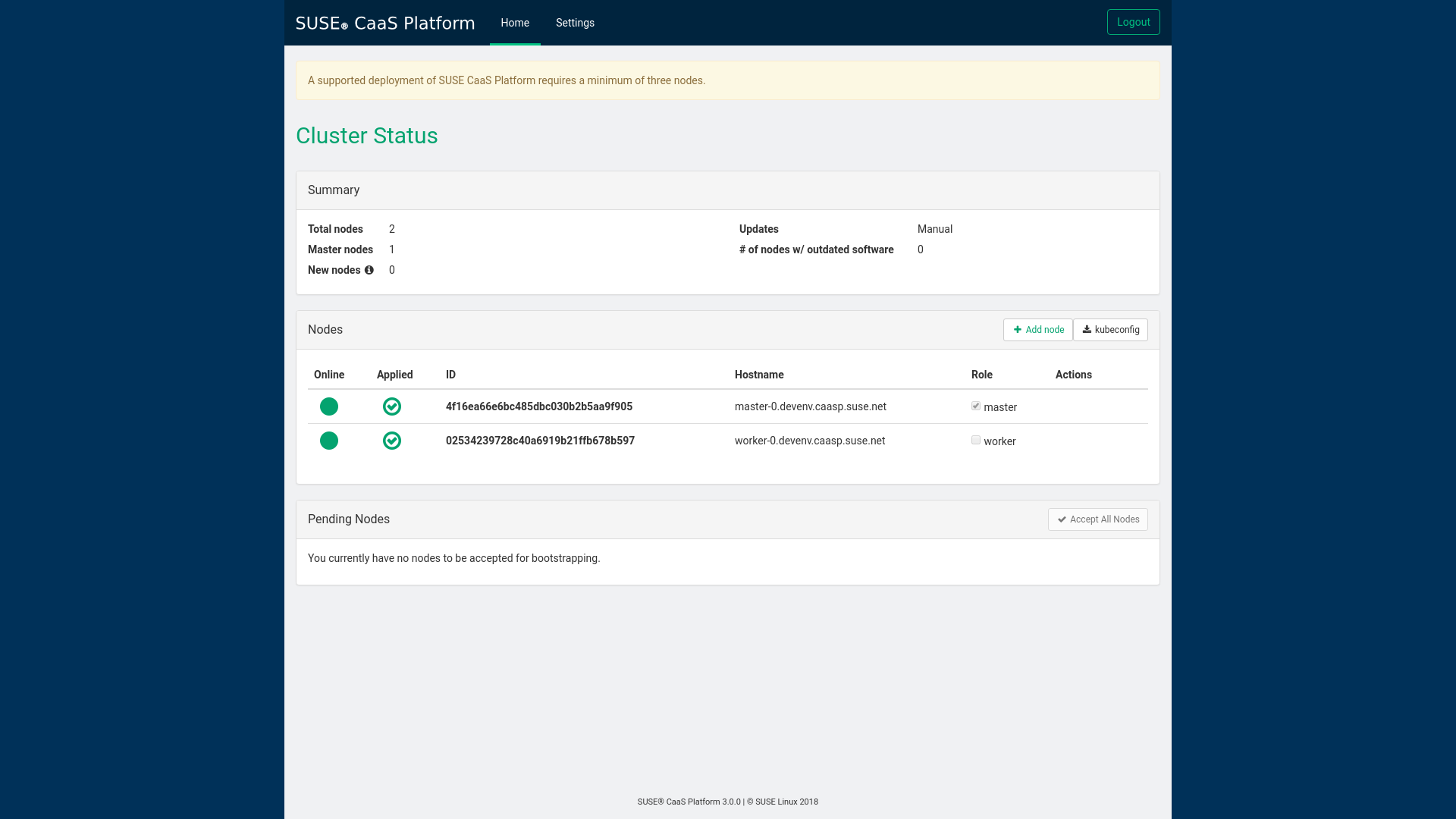 Velum Dashboard