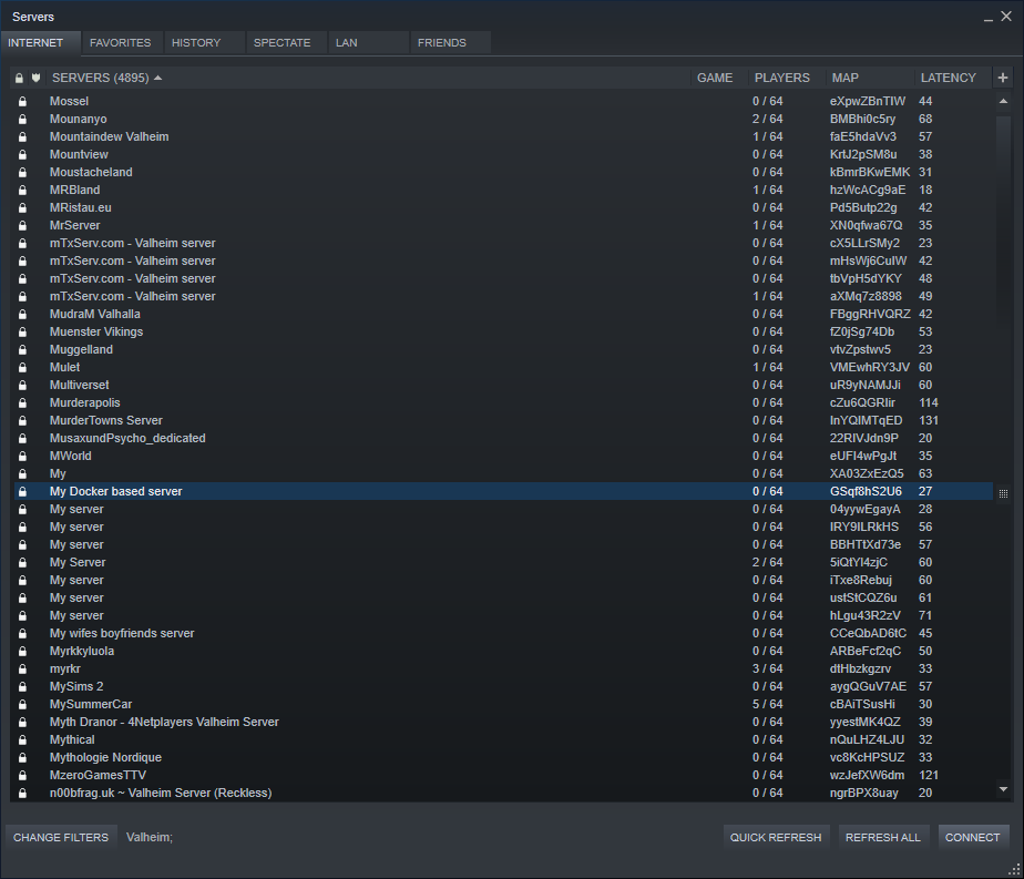 Steam server browser