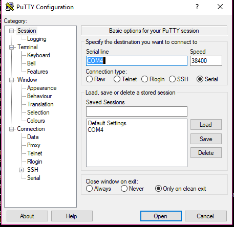 putty configuration