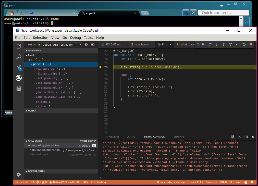 Debugging PADI with Visual Studio Code