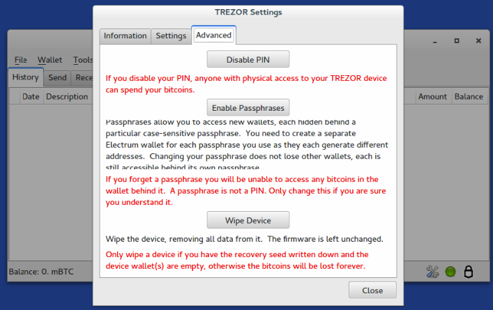 Electrum passphrase encryption enabling