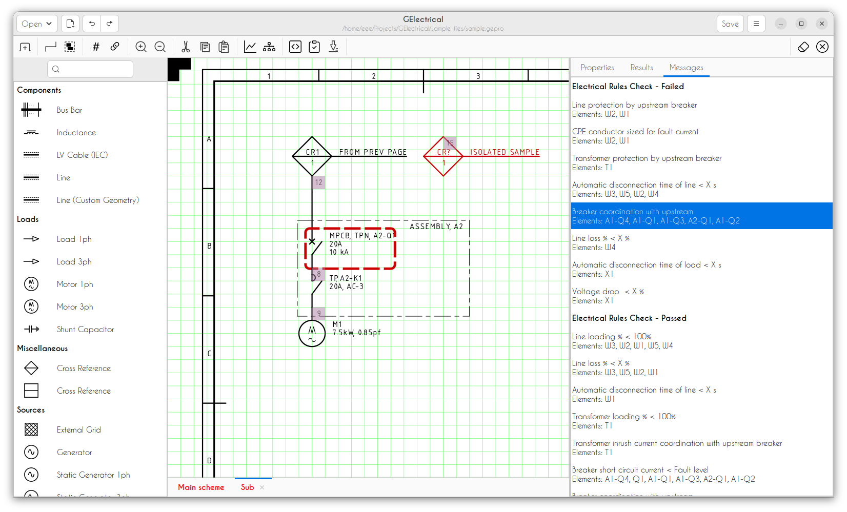 Electrical rules check