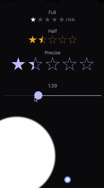 five star rating control for iOS written in Swift