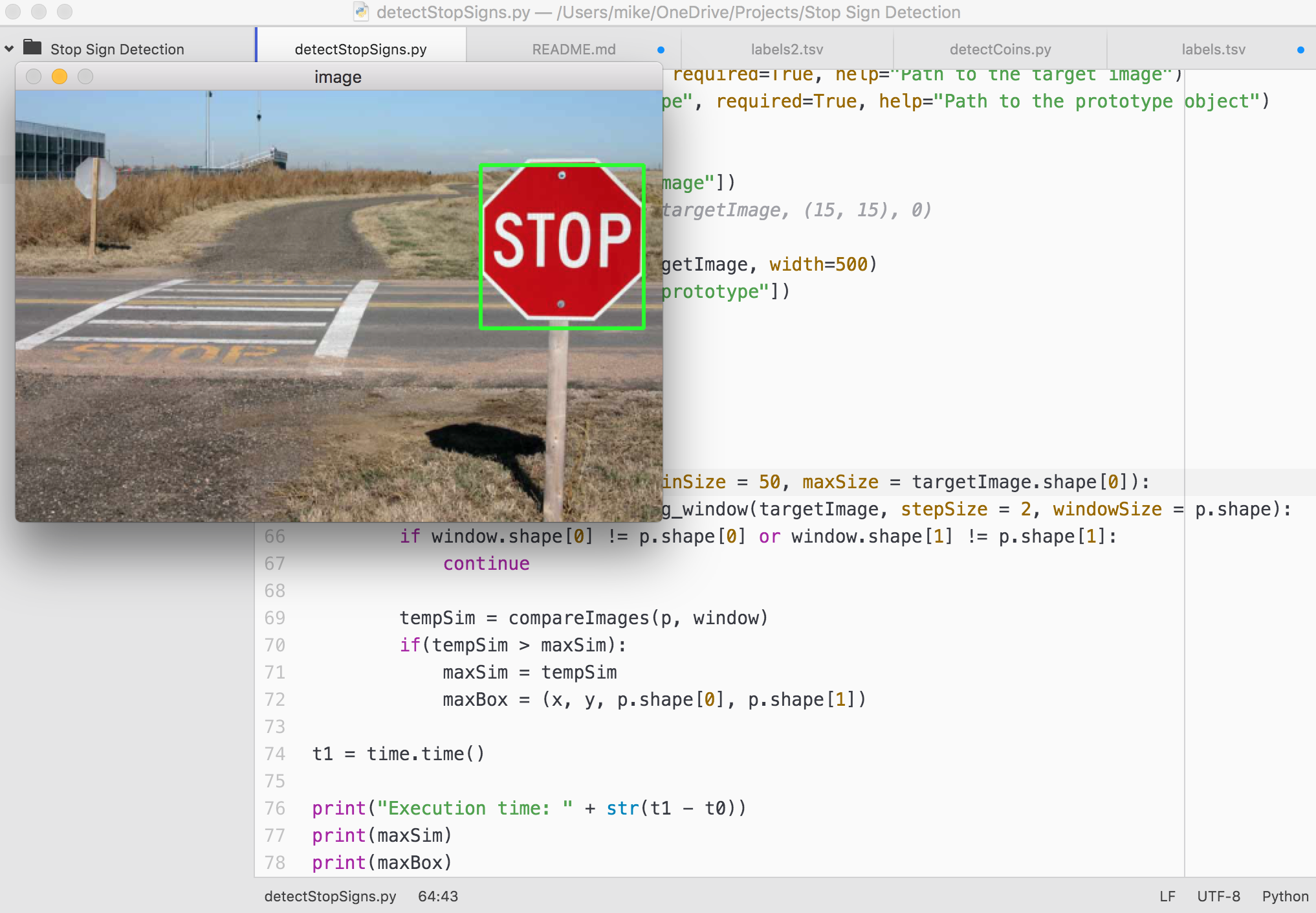 Screenshot of Stop Sign Detector