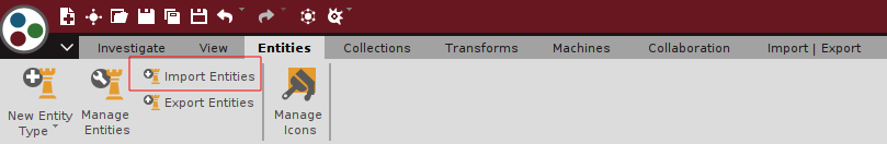 Click in import Entities
