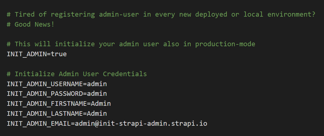 Init Admin Example Variables