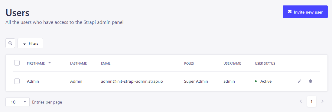 Init Admin Result in Strapi