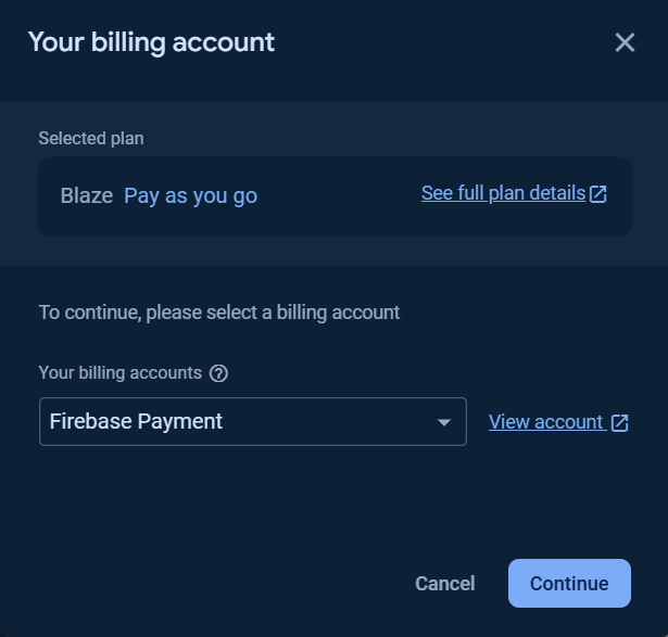 Functions Upgrade Billing Plan