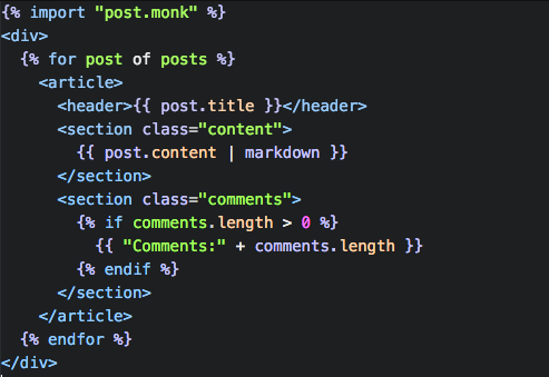 Monkberry template in Atom