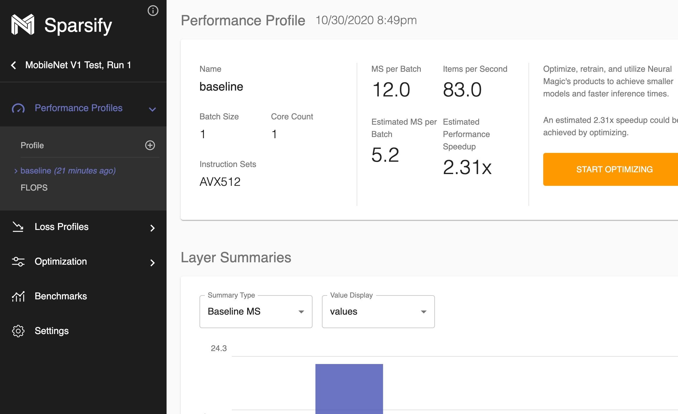 Sparsify performance profiles