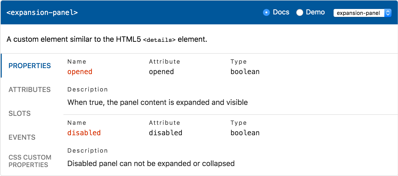 Screenshot of api-viewer docs