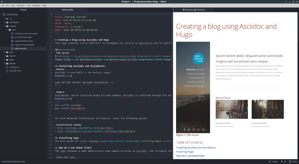 Atom Editor with preview plugin