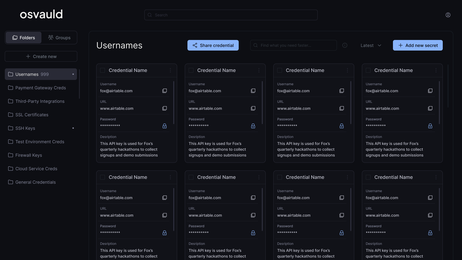 osvauld - An open-source, on-prem shared credential manager