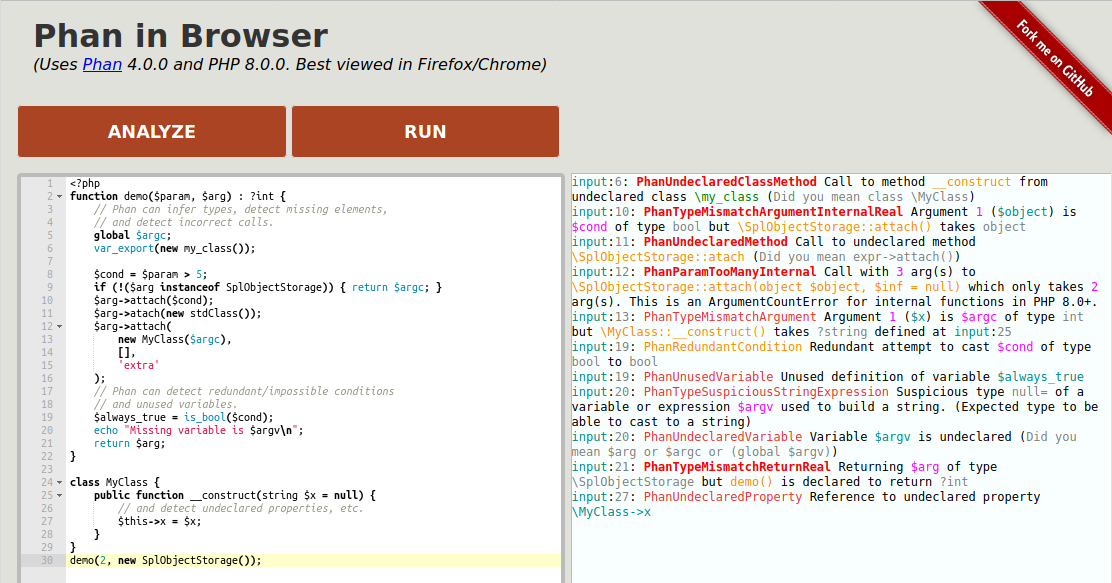 Preview of analyzing PHP