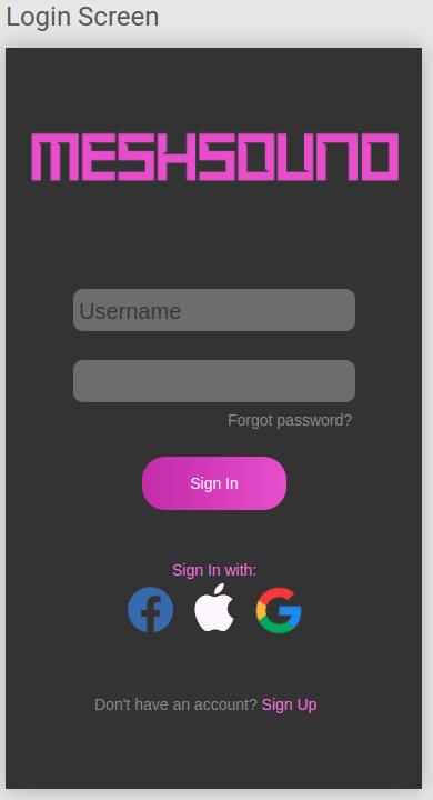 Login page