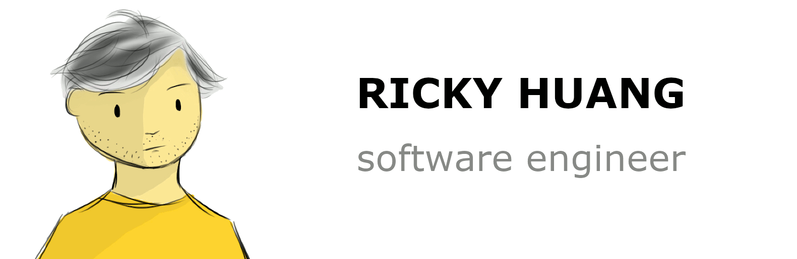 Ricky Huang - software engineer alongside a cartoon illustration of Ricky