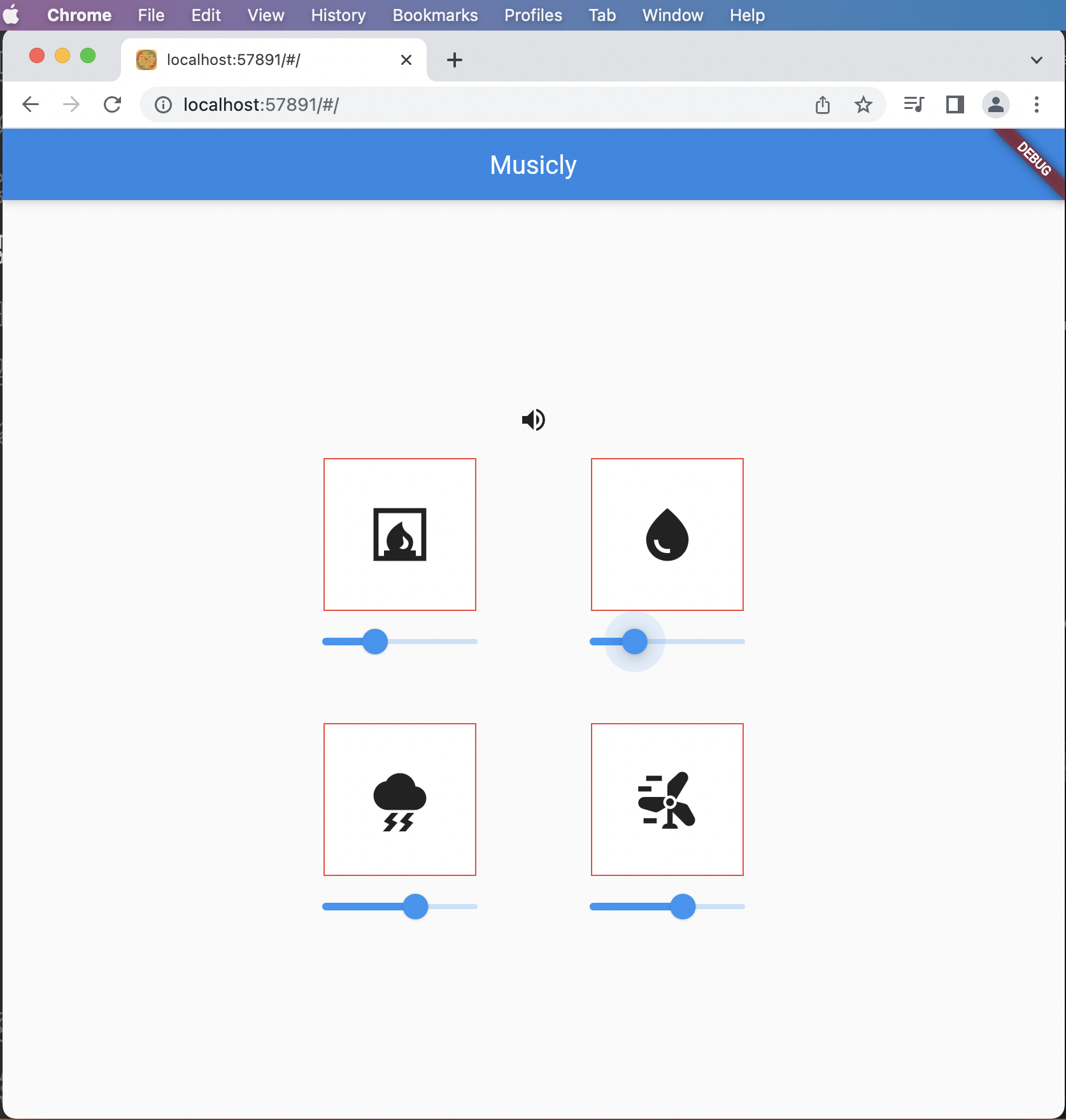 Musicly Flutter App on Chrome