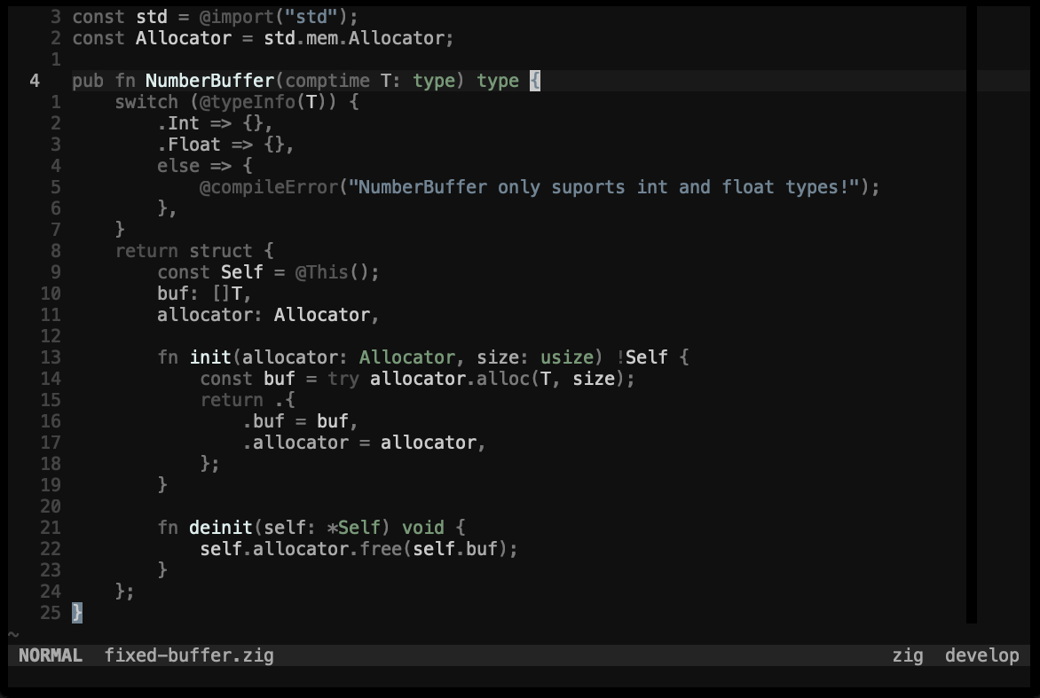 a screenshot of neovim with the lackluster-mint colorscheme