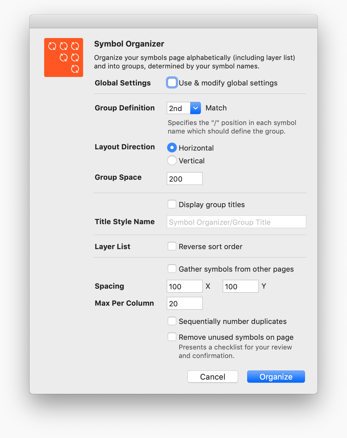 Symbol Organizer