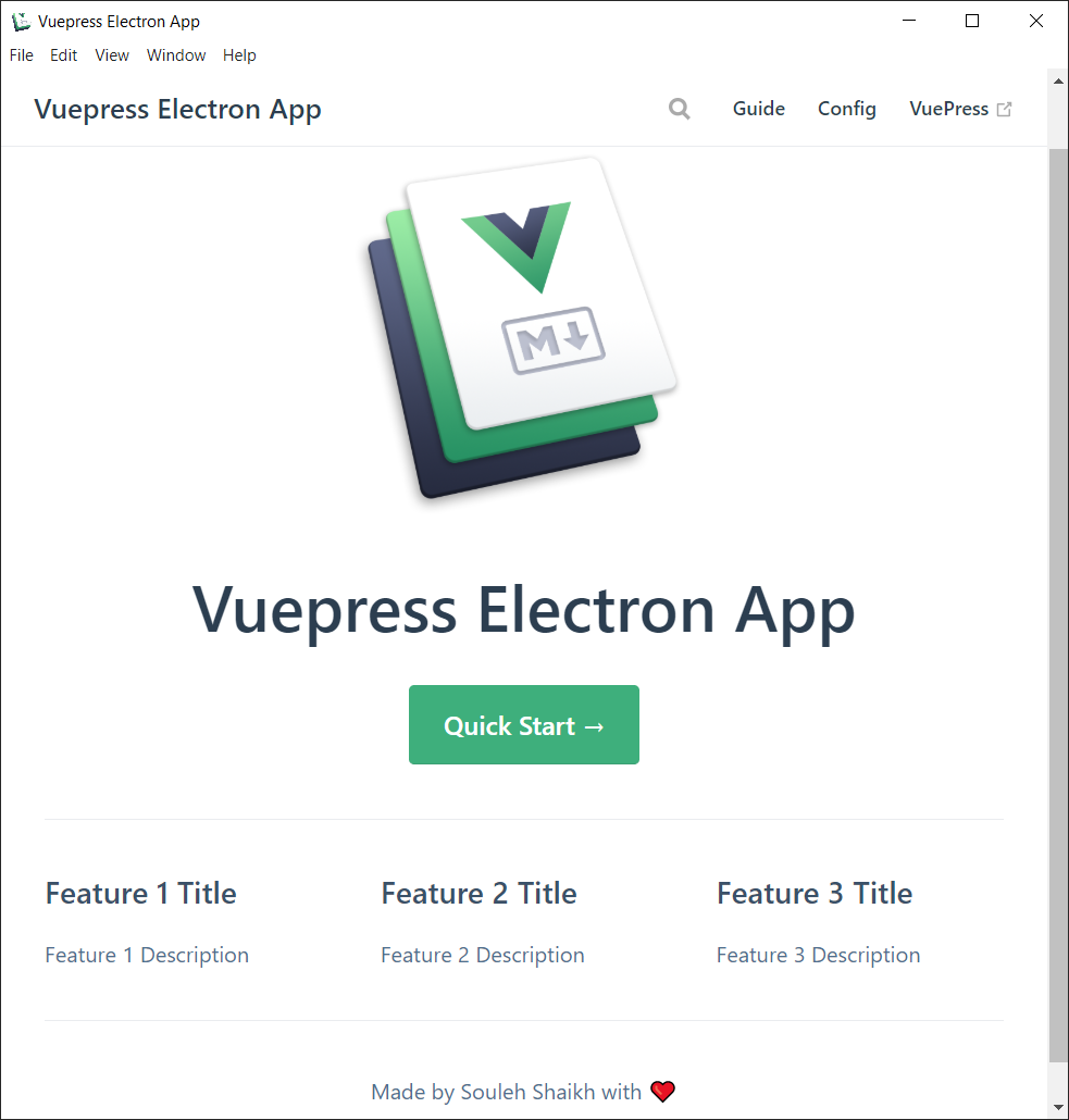 Electron VuePress Window Screeenshot