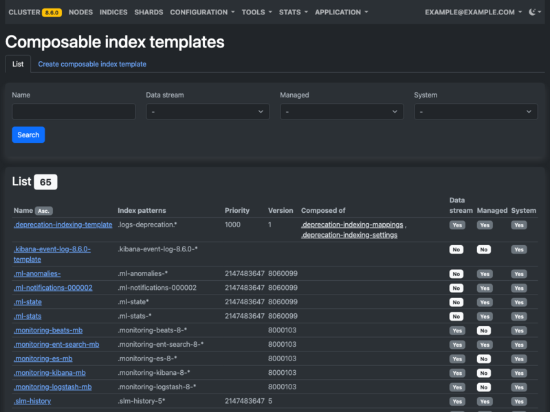 elasticsearch-admin - Composable index templates