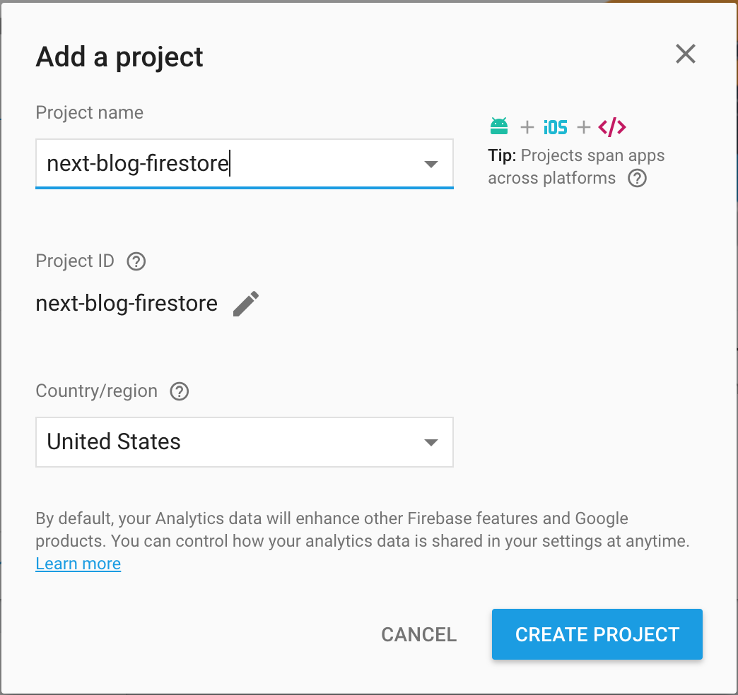 Create Firebase account