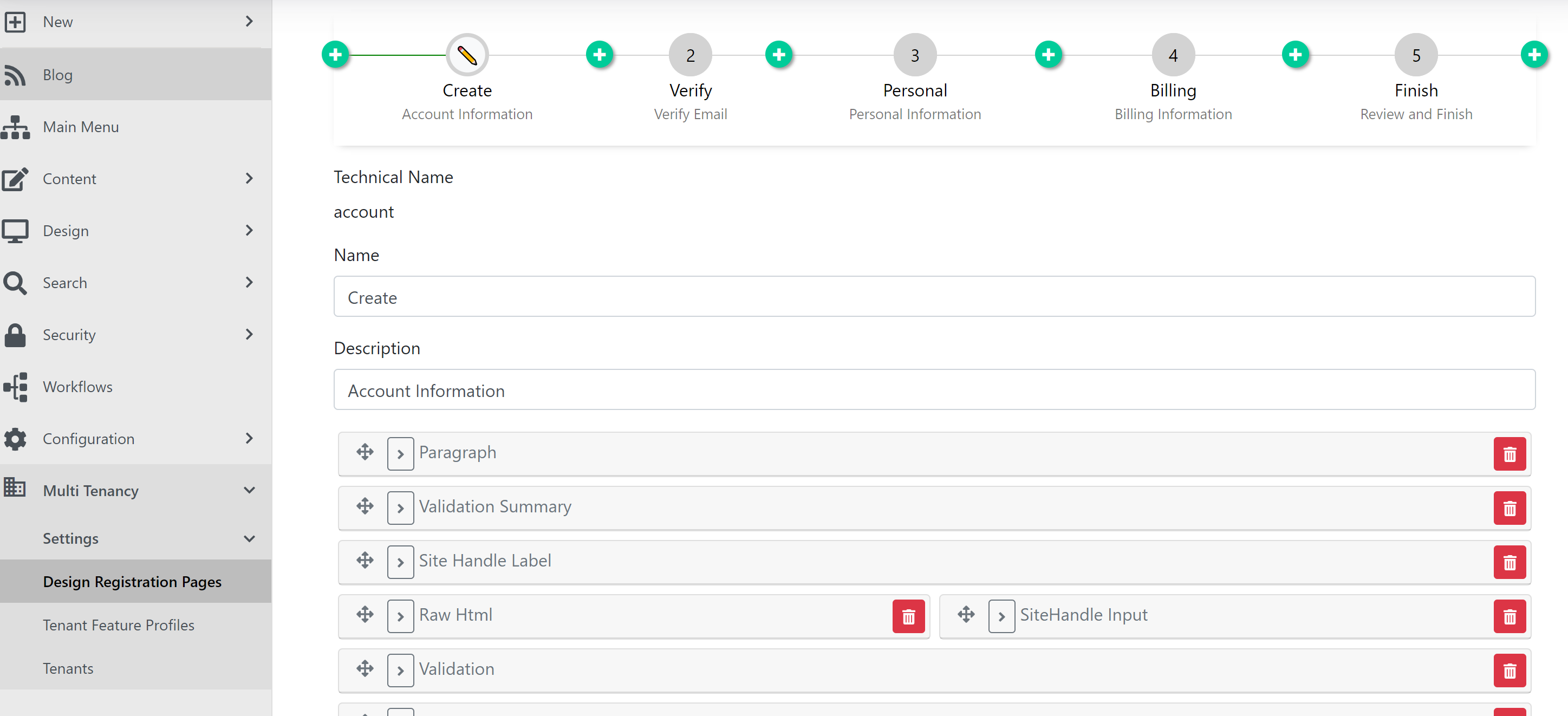 Design tenant Registration