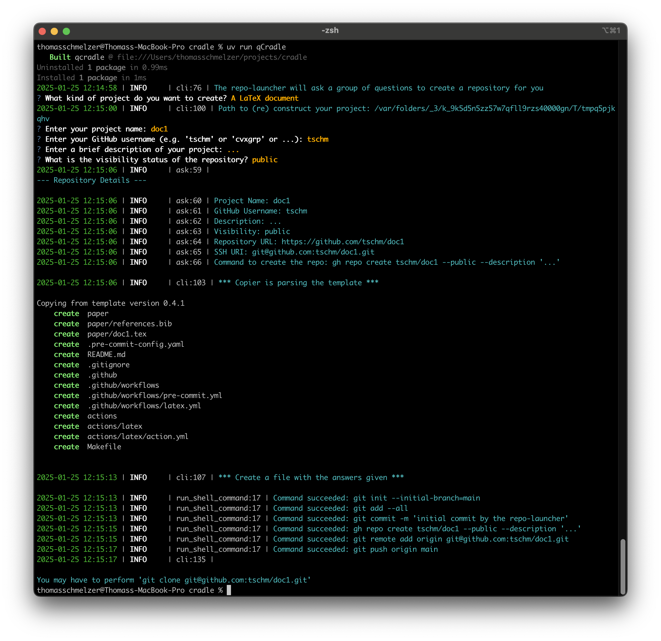 Creating a repository from the command line