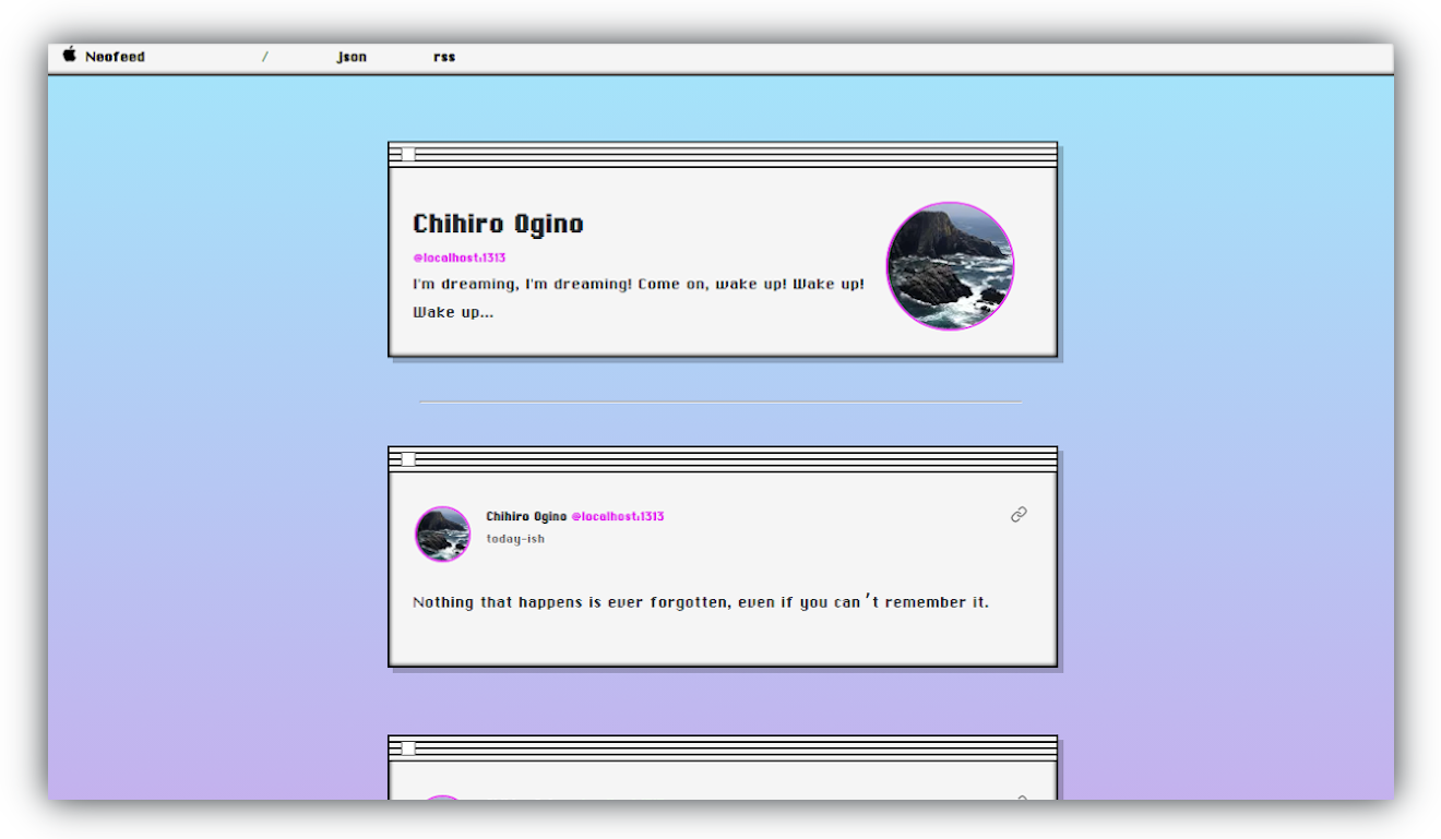 Neofeed with macintosh CSS skin