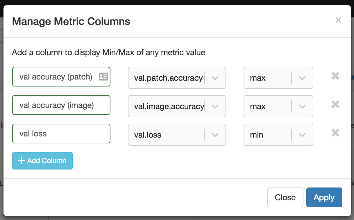 Adding Metrics Columns