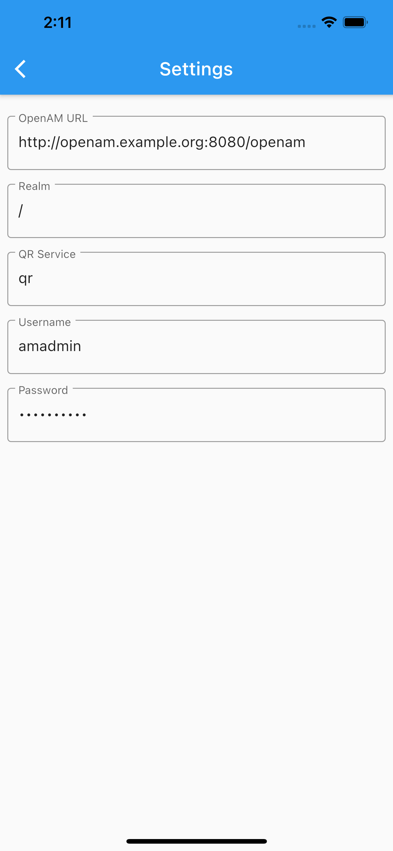 QR mobile application settings