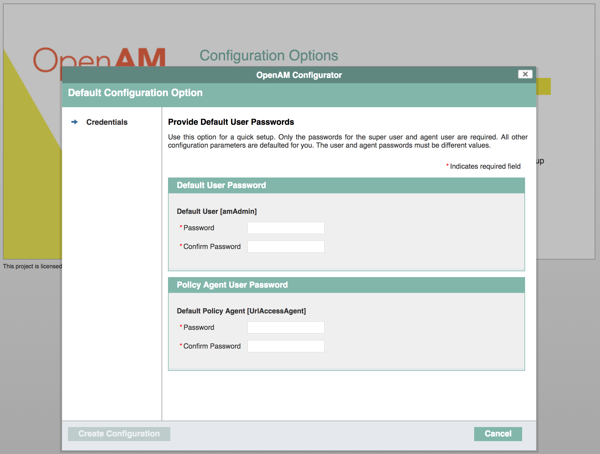 OpenAM Set Passwords