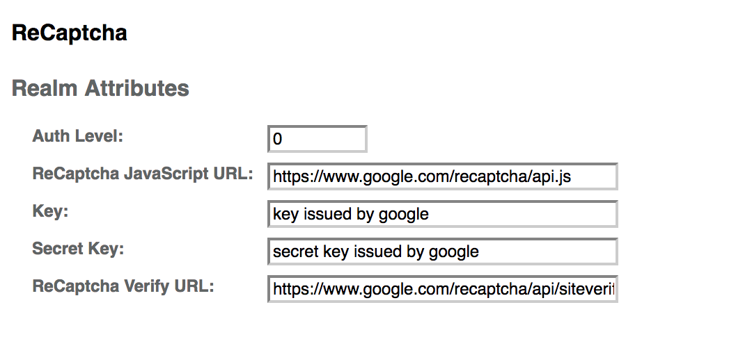 ReCaptcha Settings
