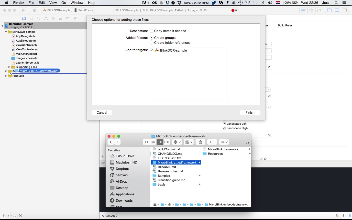 Adding Microblink.embedded framework to your project