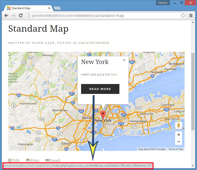 Map widget non-SEF URLs