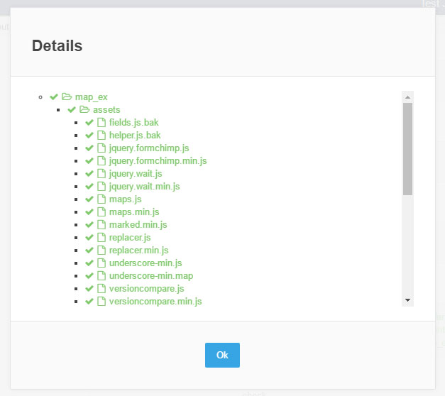 Widget files and directories access write check results dialog