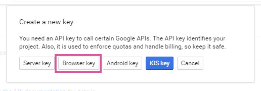 Google Maps API key Browser key