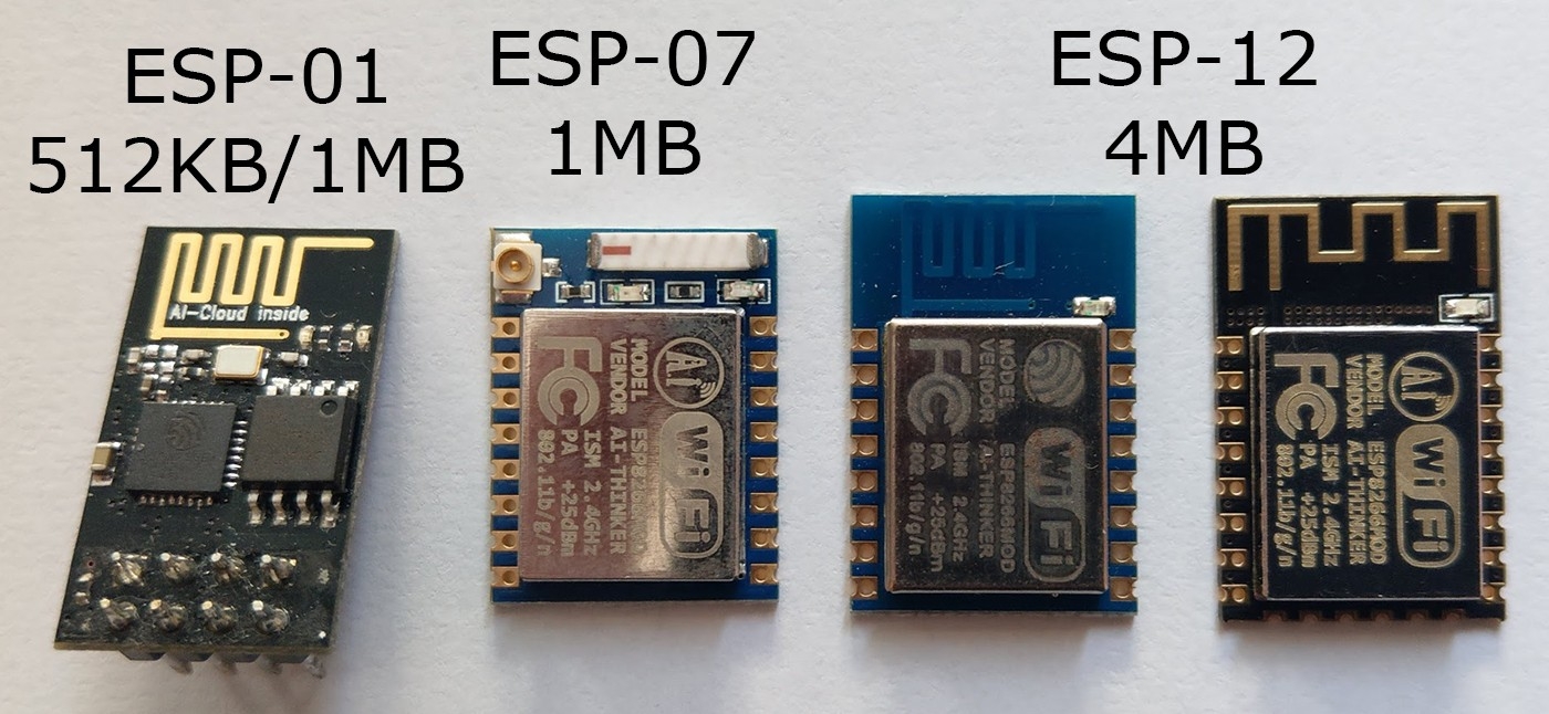 PICTURE different esp8266 modules