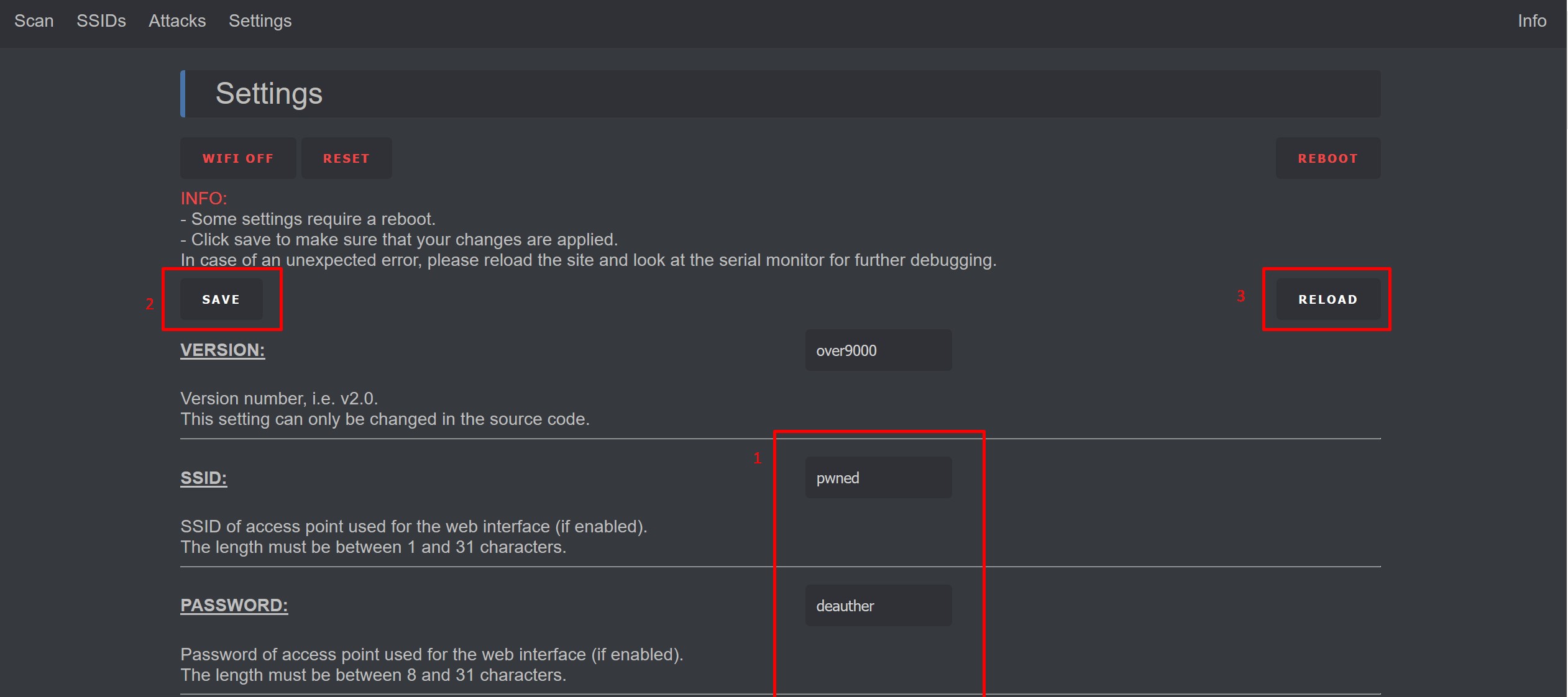 PICTURE settings page